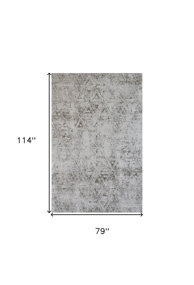 7' X 10' Cream and Beige Abstract Area Rug