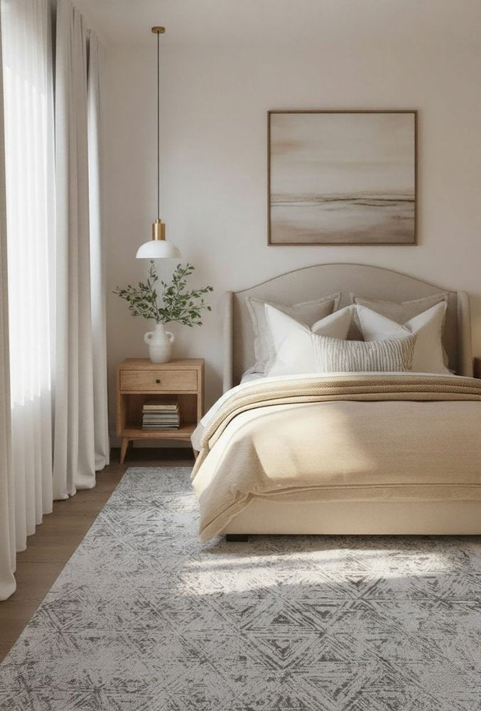 7' X 10' Cream and Beige Abstract Area Rug