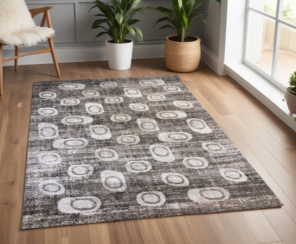 4' X 6' Brown and Beige Abstract Area Rug