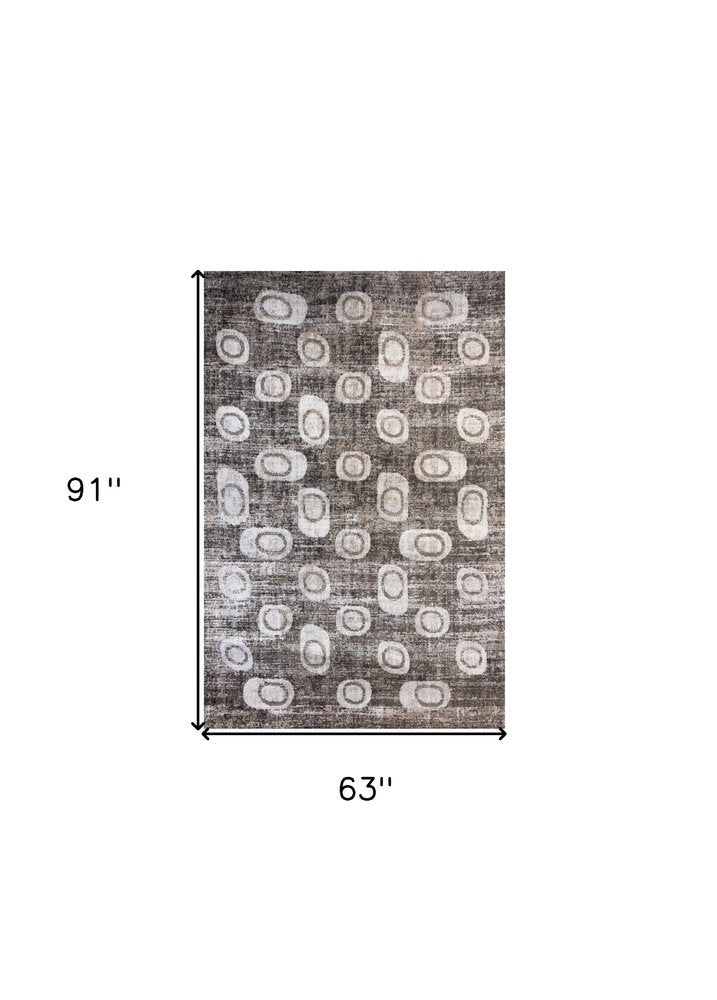 5' X 8' Brown and Beige Abstract Area Rug