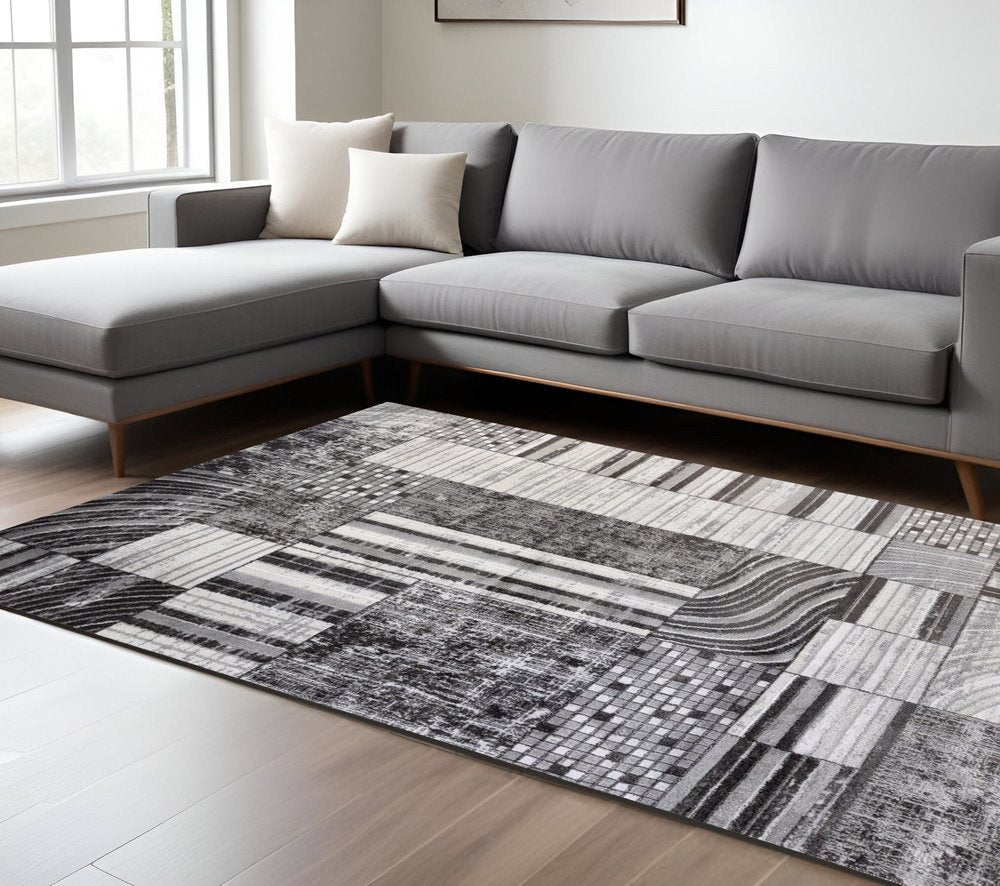 7' X 10' Gray Brown and Beige Abstract Area Rug