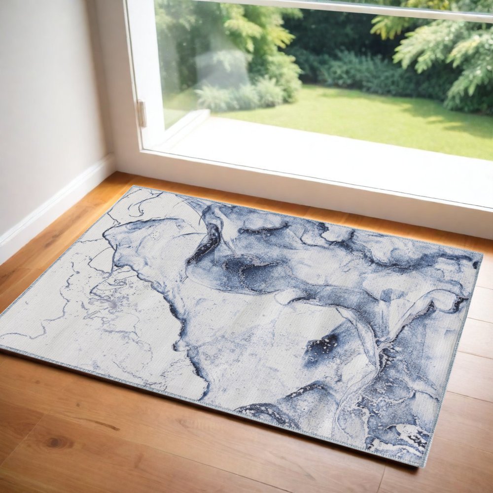 3' X 4' Ivory Abstract Power Loom Area Rug