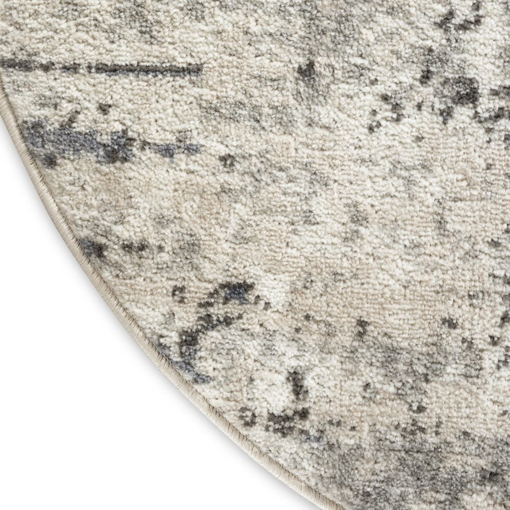 4' Gray Floral Power Loom Round Rug