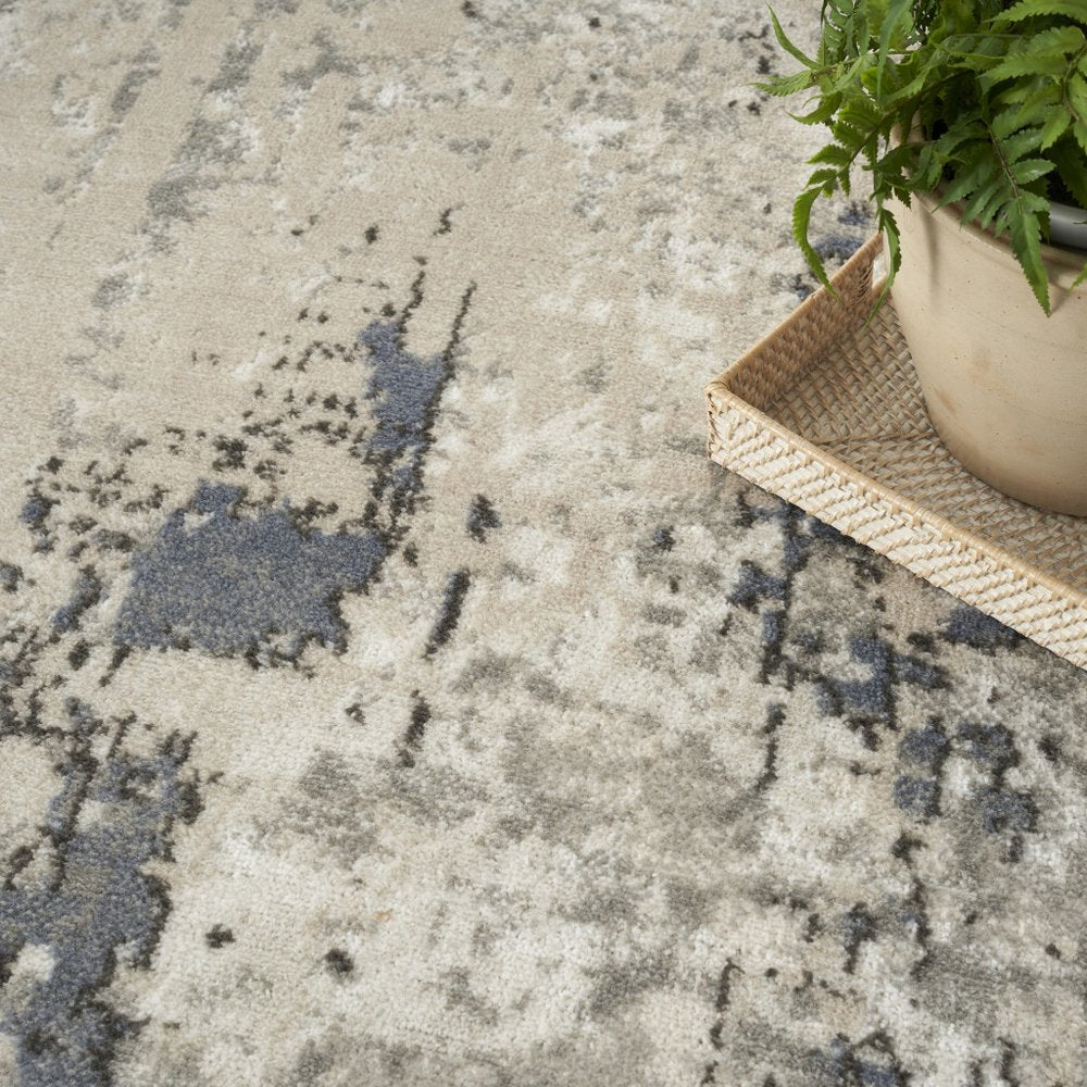 4' Gray Floral Power Loom Round Rug