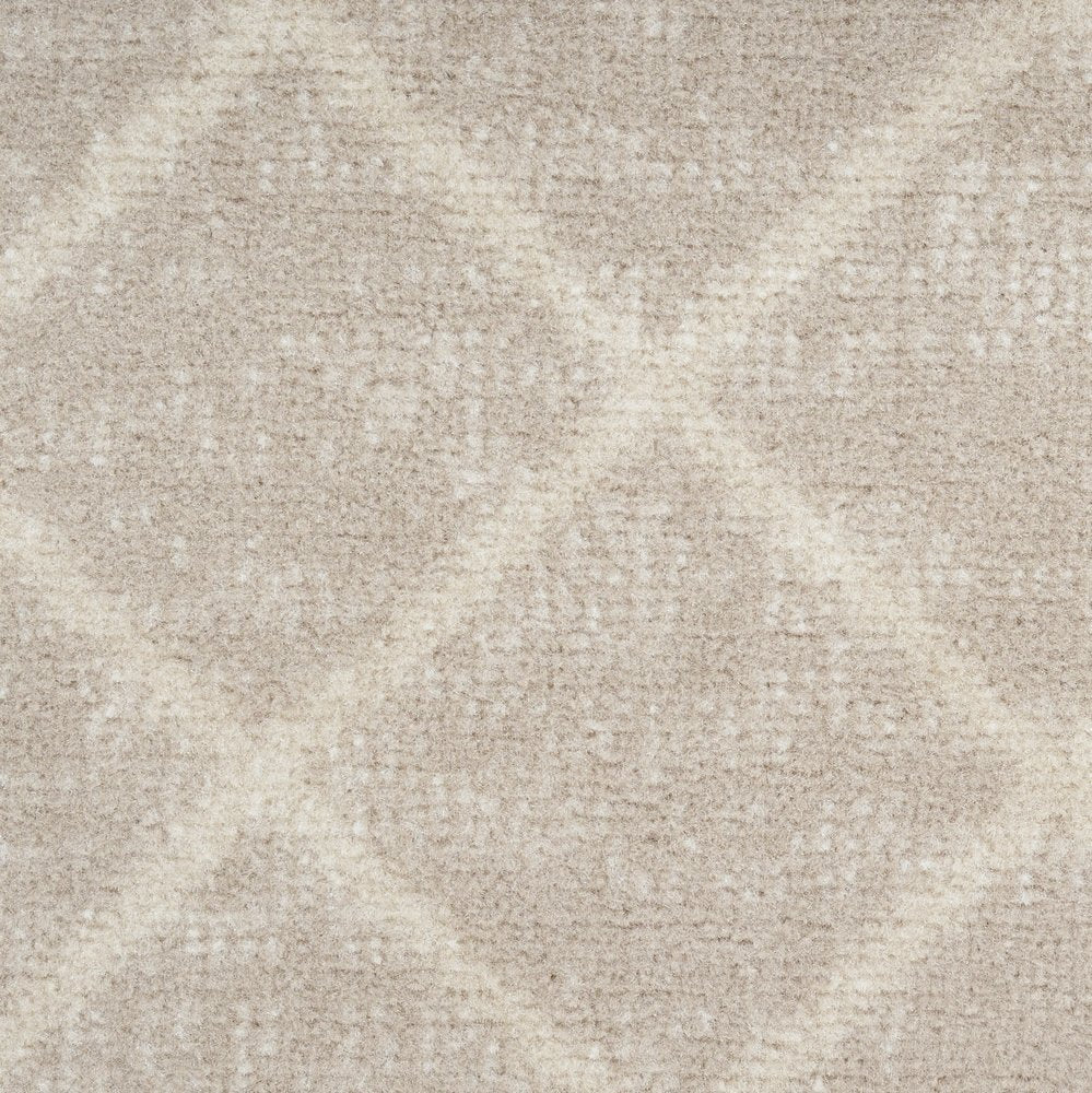 4' Beige Geometric Power Loom Round Rug