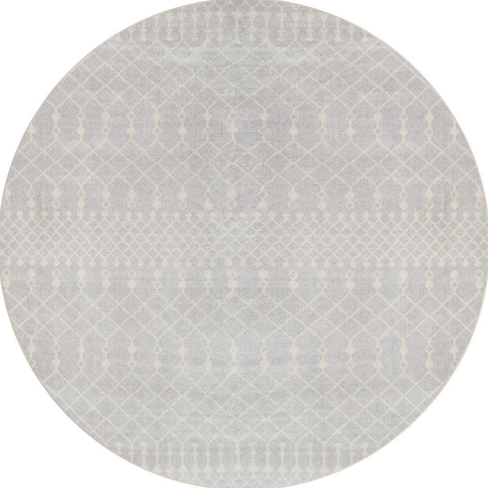 4' Gray Geometric Power Loom Round Rug