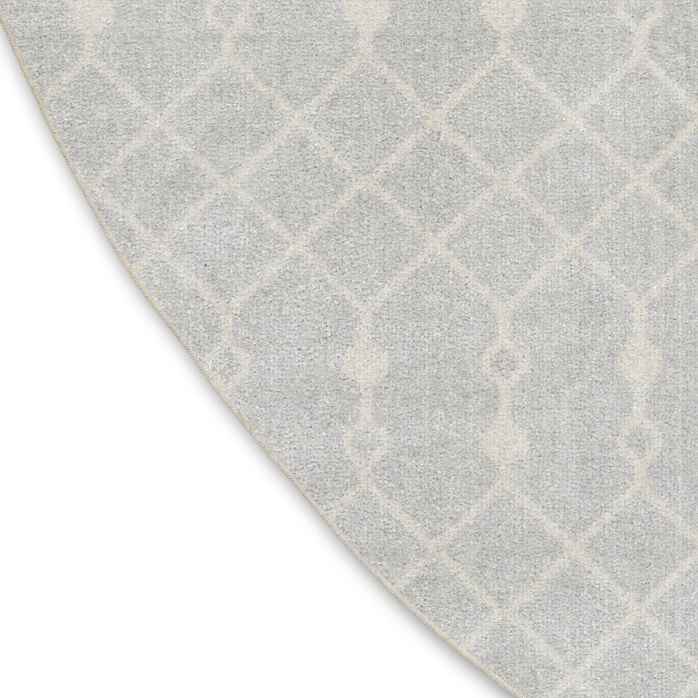 4' Gray Geometric Power Loom Round Rug