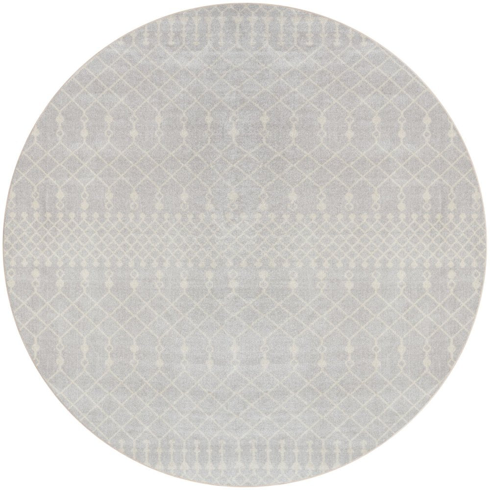 4' Gray Geometric Power Loom Round Rug