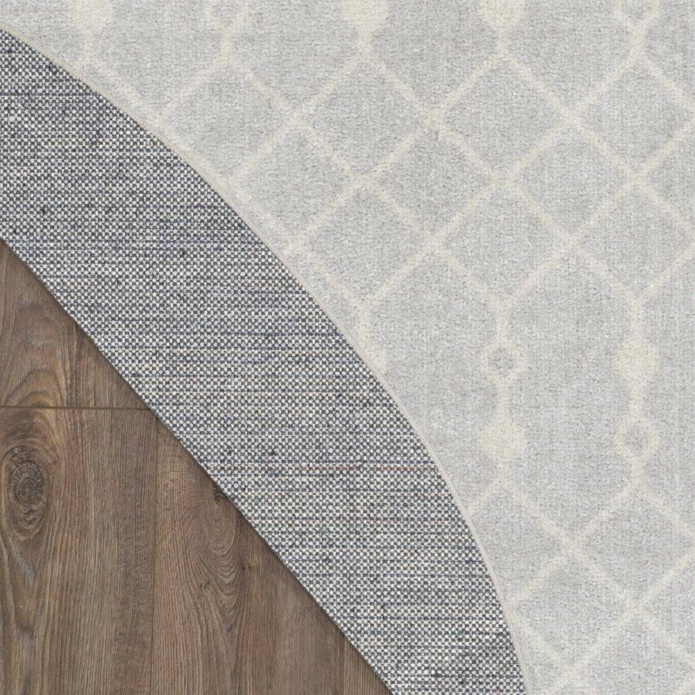 4' Gray Geometric Power Loom Round Rug