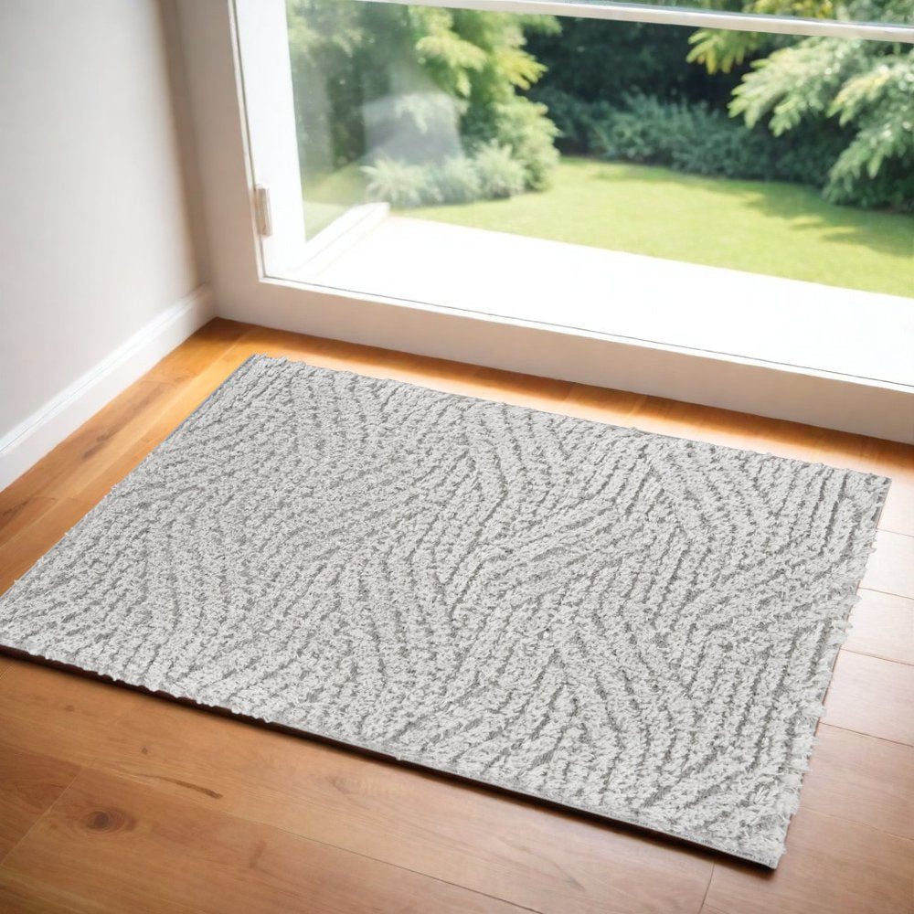 2' X 3' Gray Abstract Power Loom Area Rug