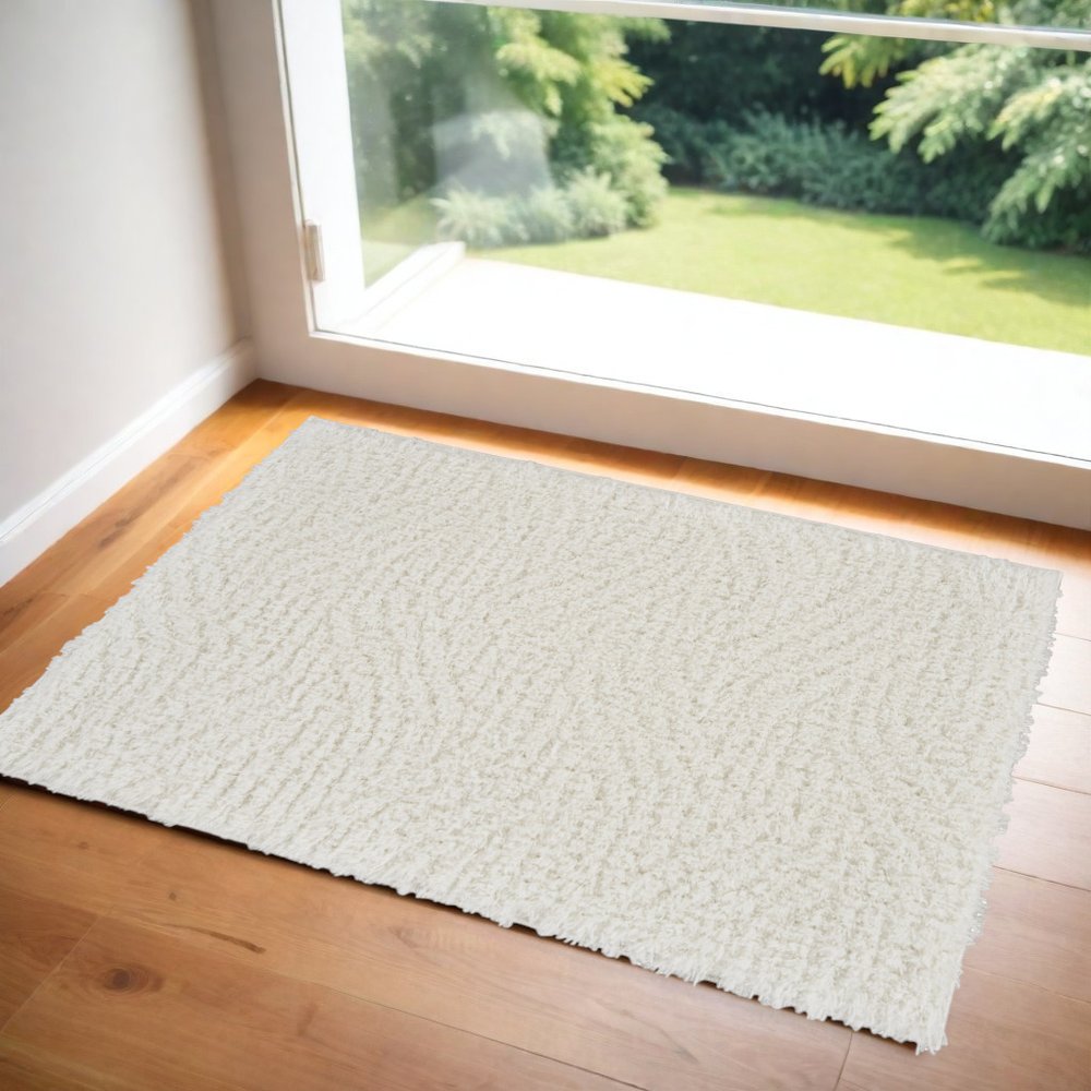 2' X 3' Ivory Abstract Power Loom Area Rug