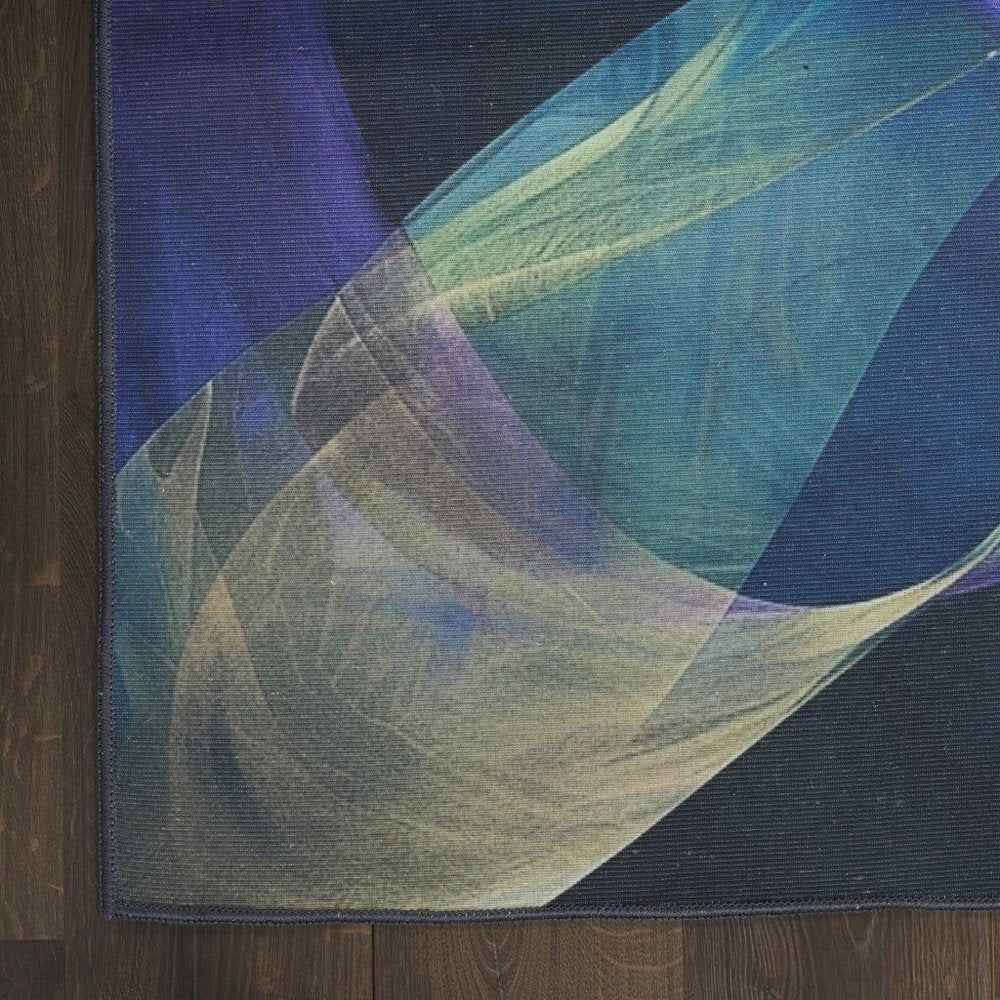 3' X 5' Blue Abstract Power Loom Non Skid Area Rug