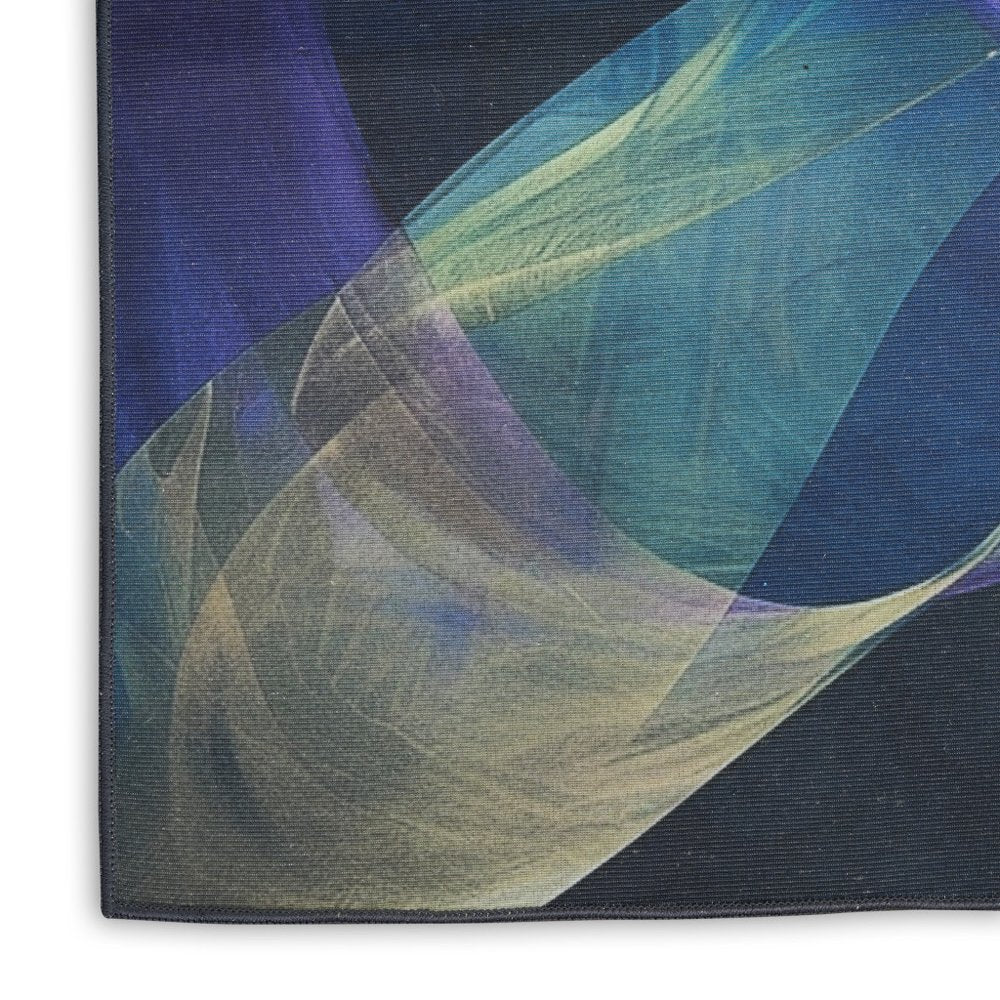 4' X 6' Blue Abstract Power Loom Non Skid Area Rug