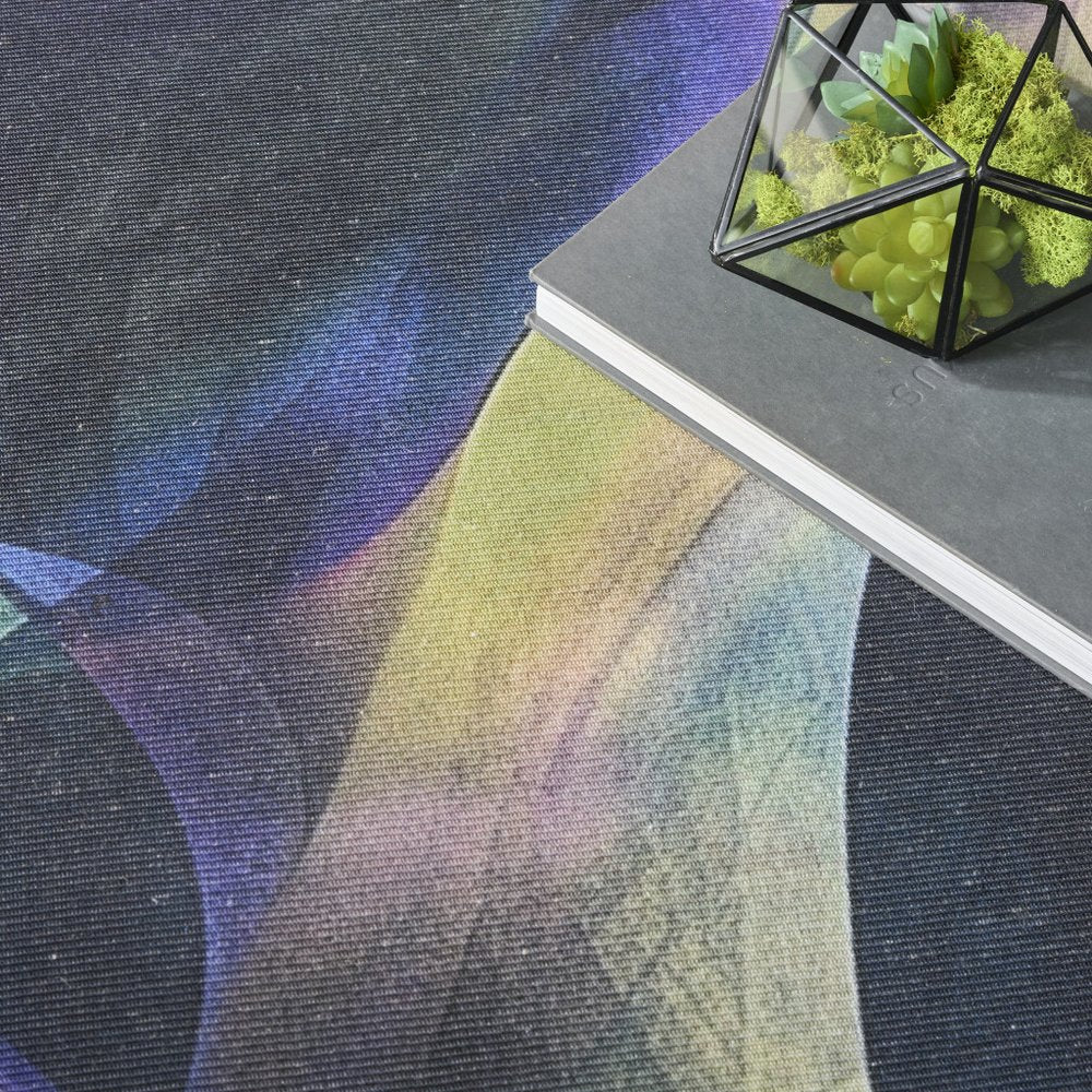 4' X 6' Blue Abstract Power Loom Non Skid Area Rug