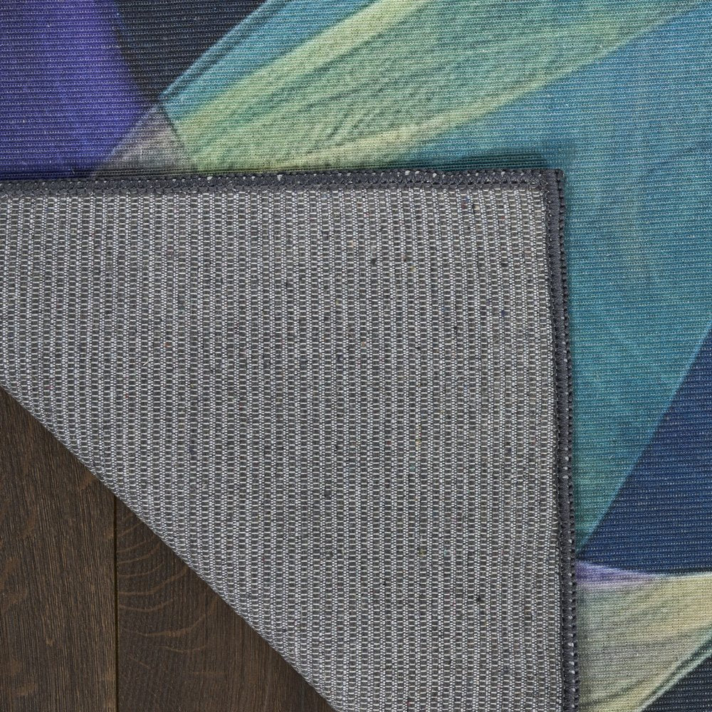 4' X 6' Blue Abstract Power Loom Non Skid Area Rug