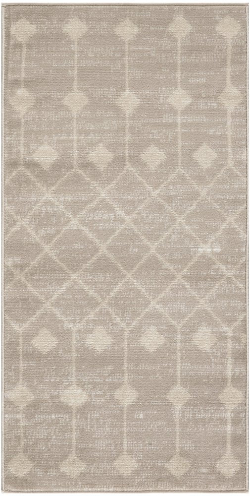 3' X 5' Beige Geometric Power Loom Area Rug