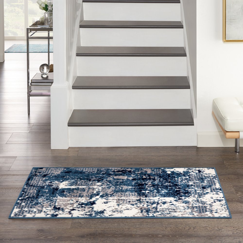 3' X 5' Blue Abstract Power Loom Area Rug