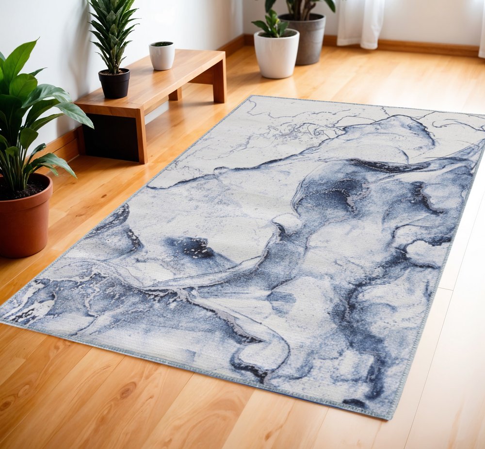 4' X 6' Ivory Abstract Power Loom Area Rug