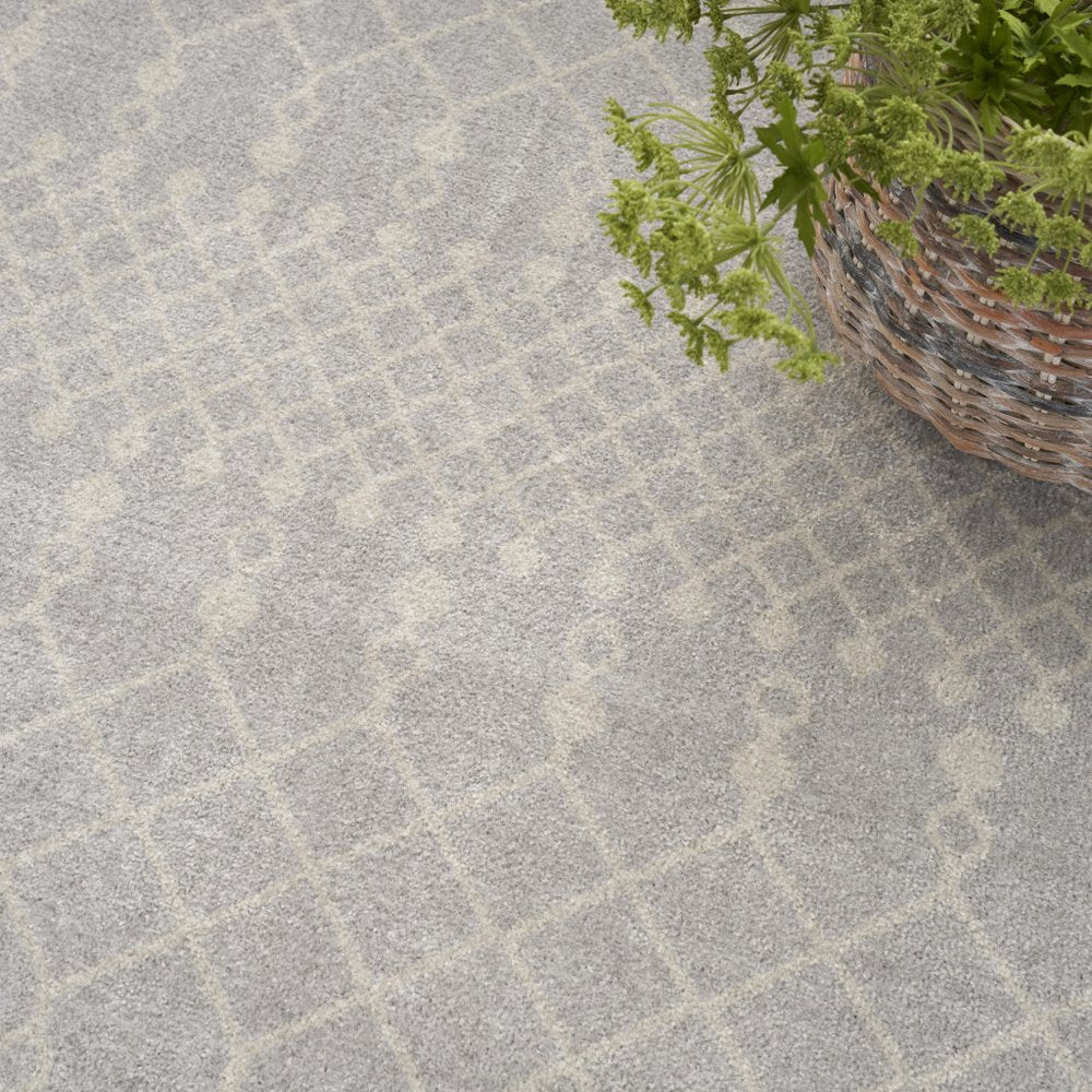 5' Gray Geometric Power Loom Round Rug