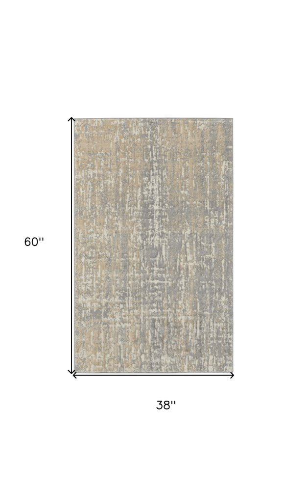 3' X 5' Gray Abstract Power Loom Area Rug