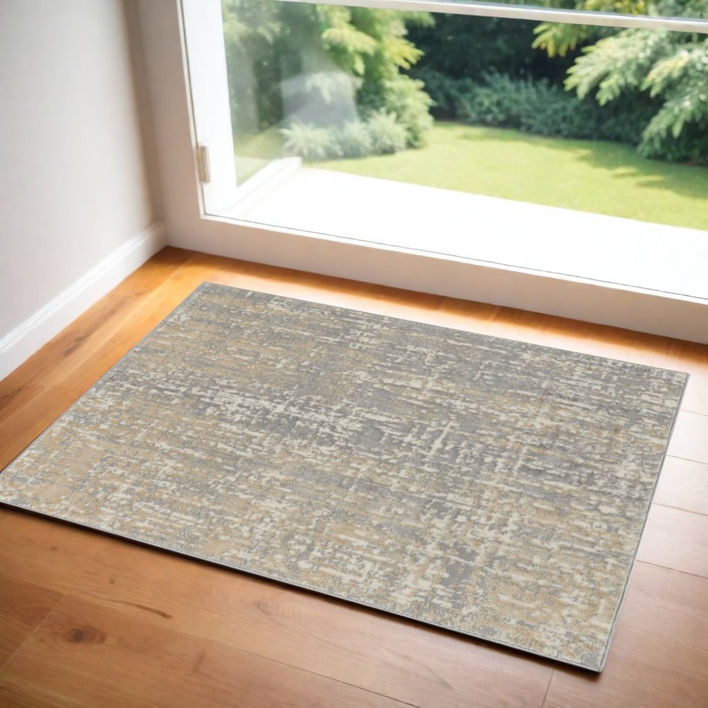 3' X 5' Gray Abstract Power Loom Area Rug