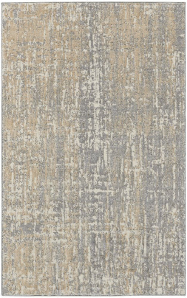 3' X 5' Gray Abstract Power Loom Area Rug