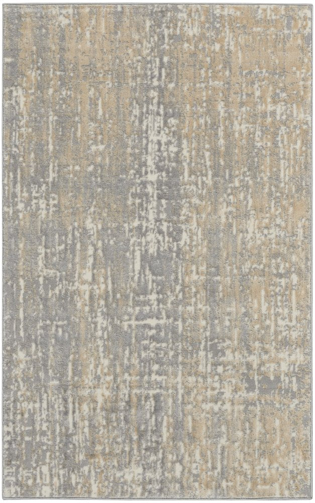 3' X 5' Gray Abstract Power Loom Area Rug