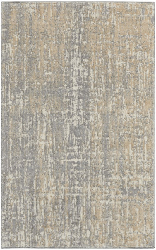 3' X 5' Gray Abstract Power Loom Area Rug