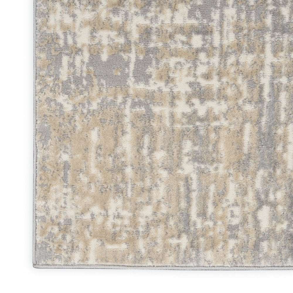 7' Gray Abstract Power Loom Runner Rug