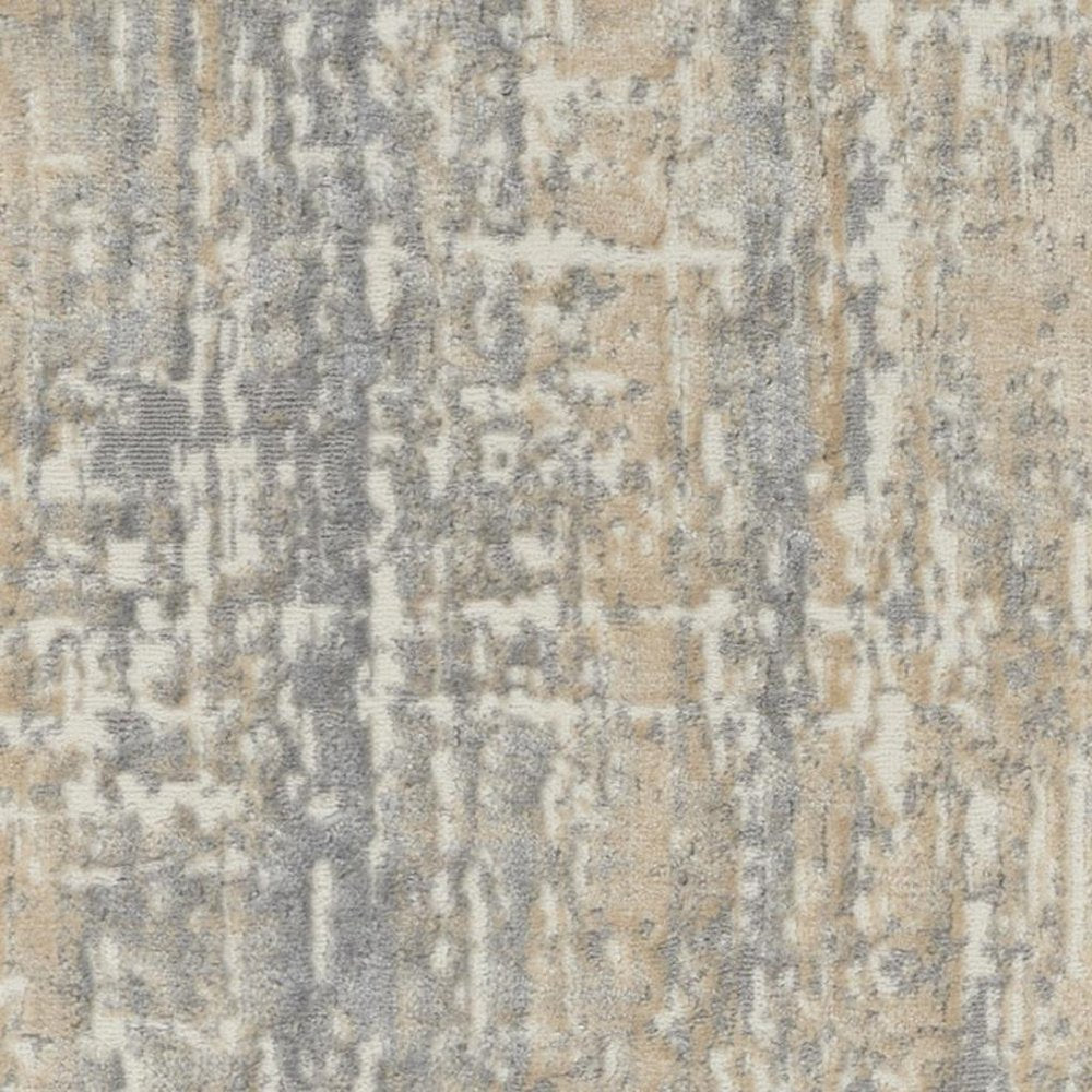 7' Gray Abstract Power Loom Runner Rug