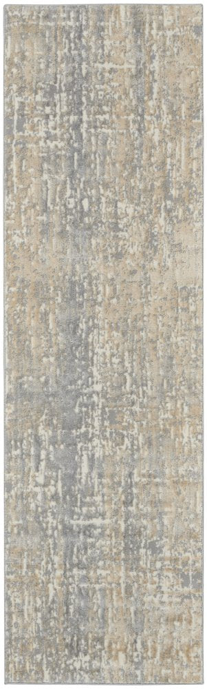 7' Gray Abstract Power Loom Runner Rug