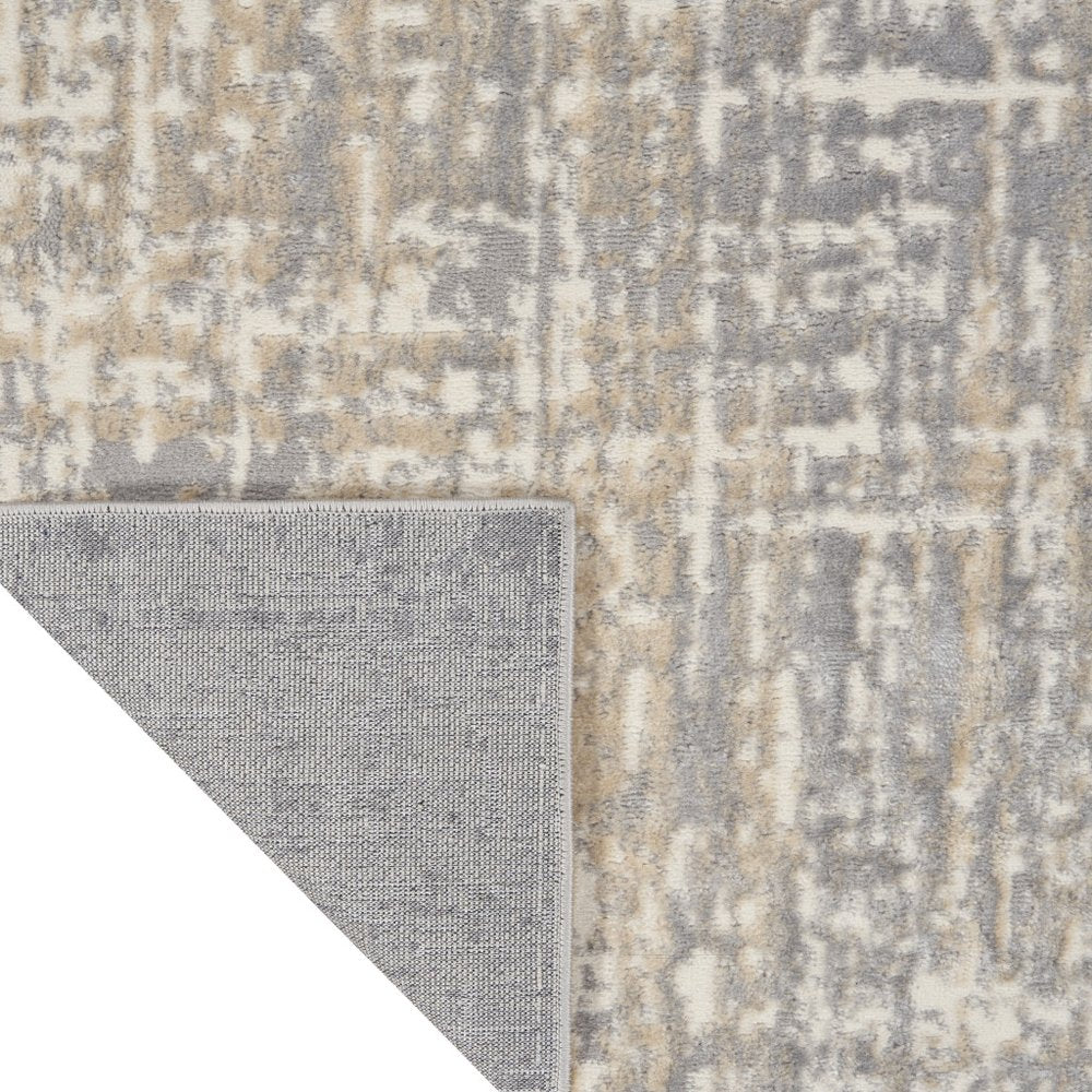 7' Gray Abstract Power Loom Runner Rug