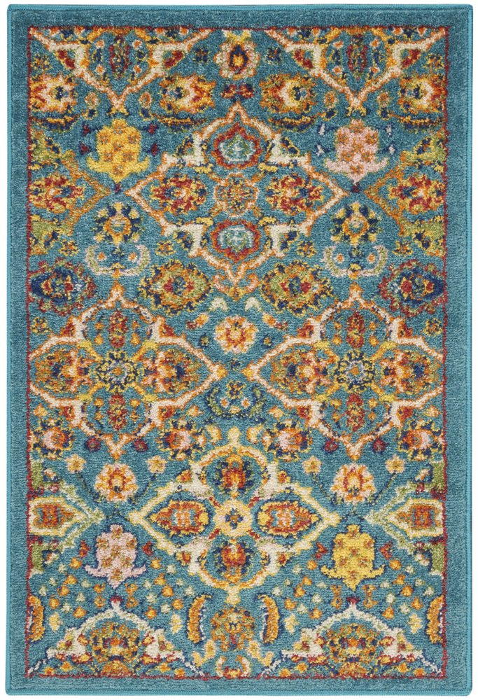 2' X 3' Blue Floral Power Loom Area Rug