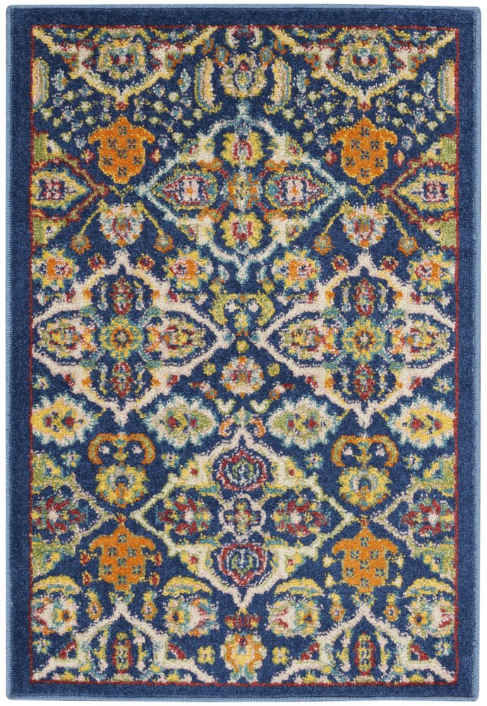 2' X 3' Blue Floral Power Loom Area Rug