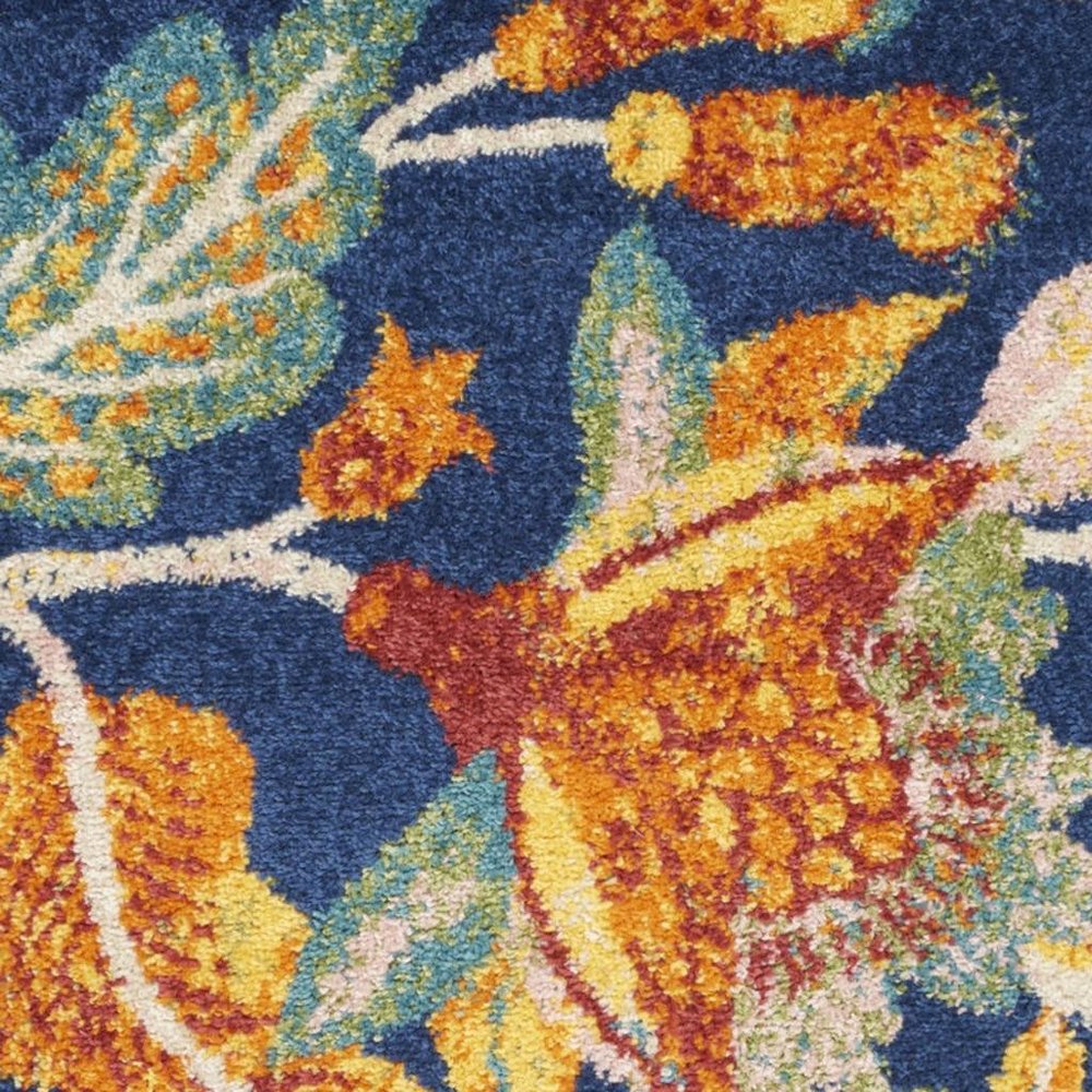 2' X 3' Blue Floral Power Loom Area Rug