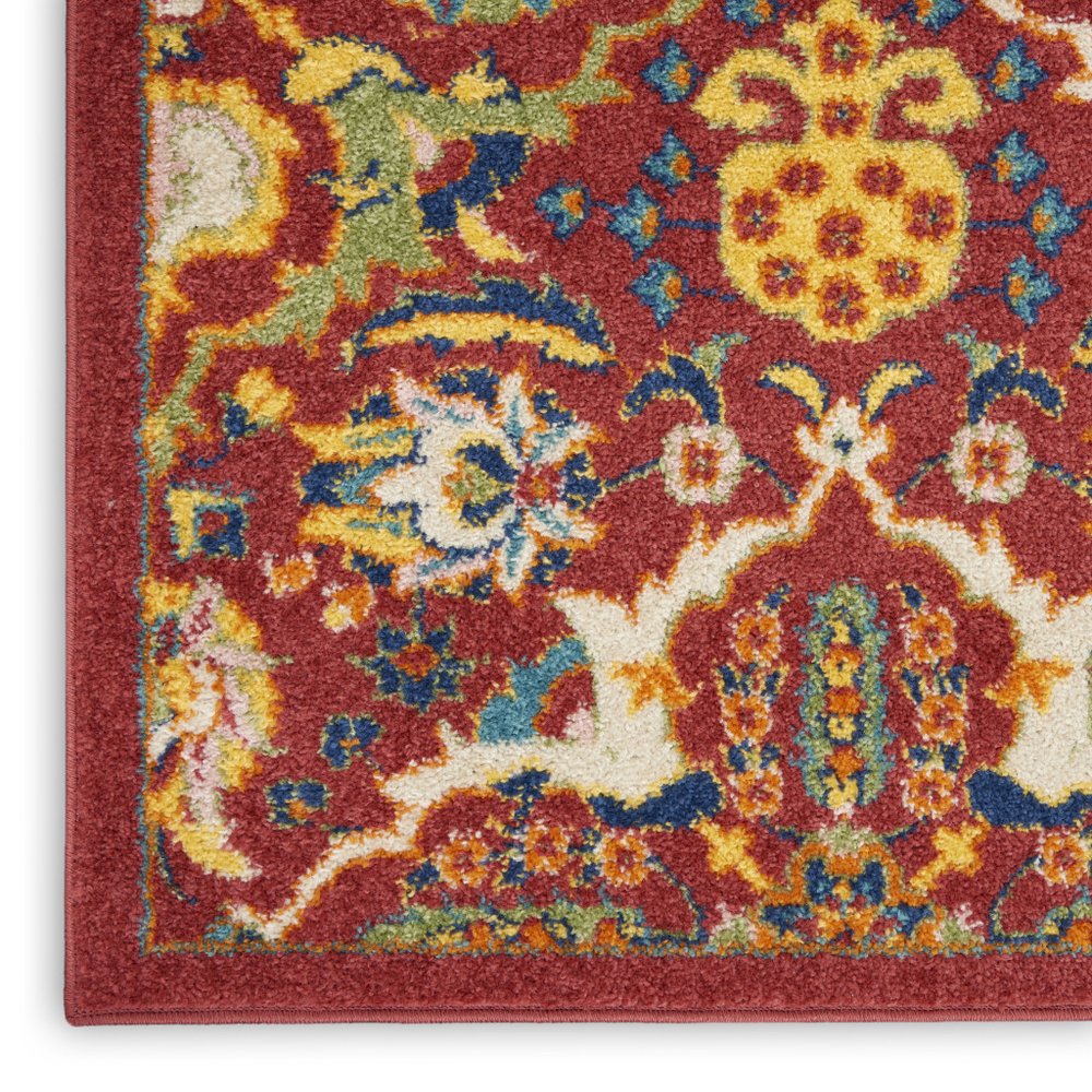2' X 3' Red Floral Power Loom Area Rug
