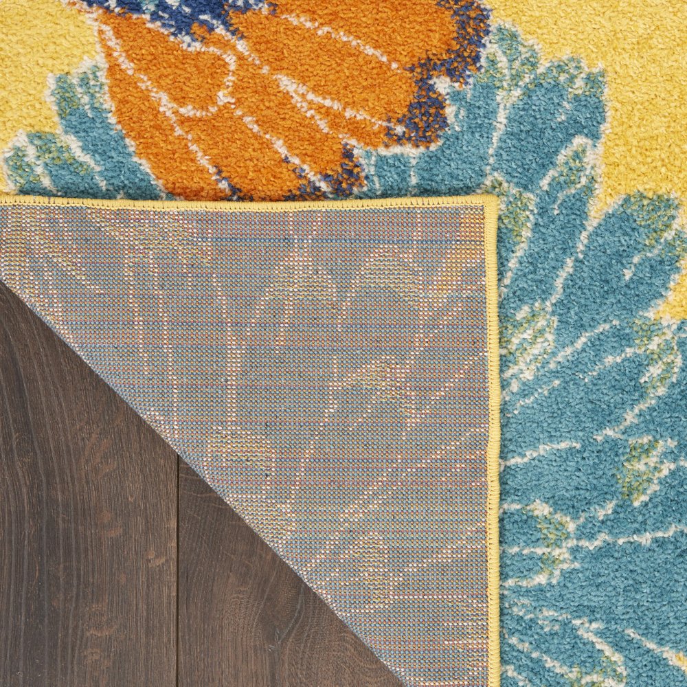 2' X 3' Yellow Floral Power Loom Area Rug