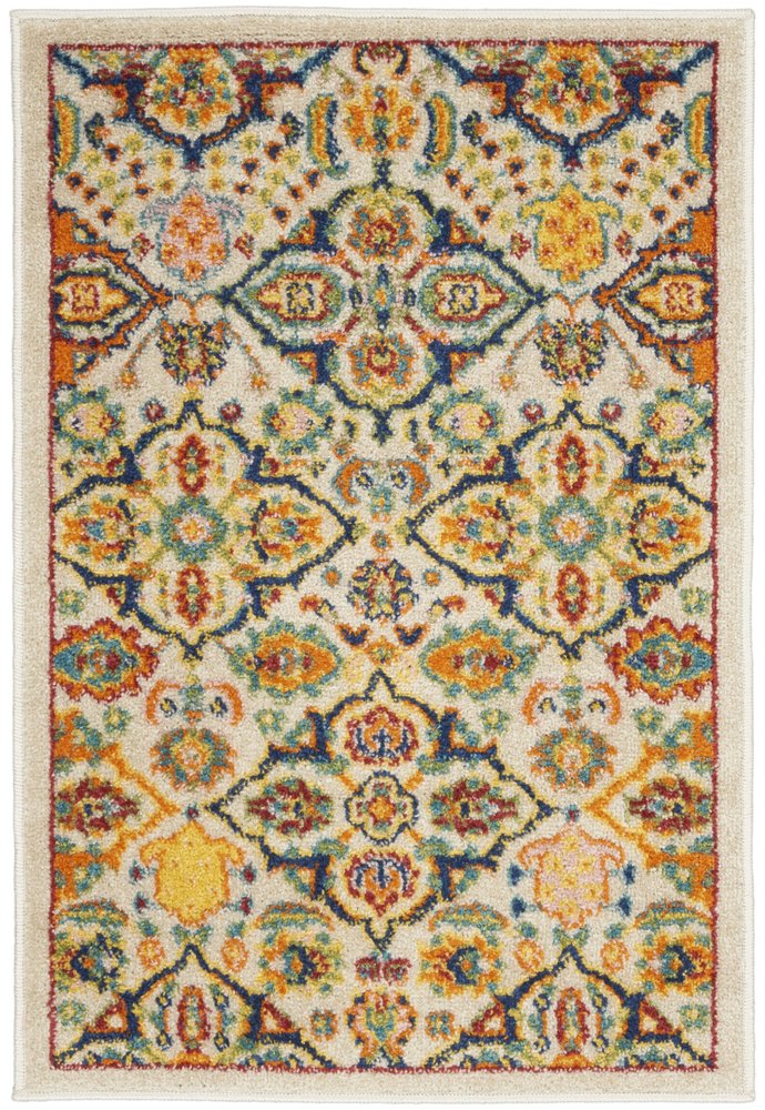 2' X 3' Ivory Floral Power Loom Area Rug