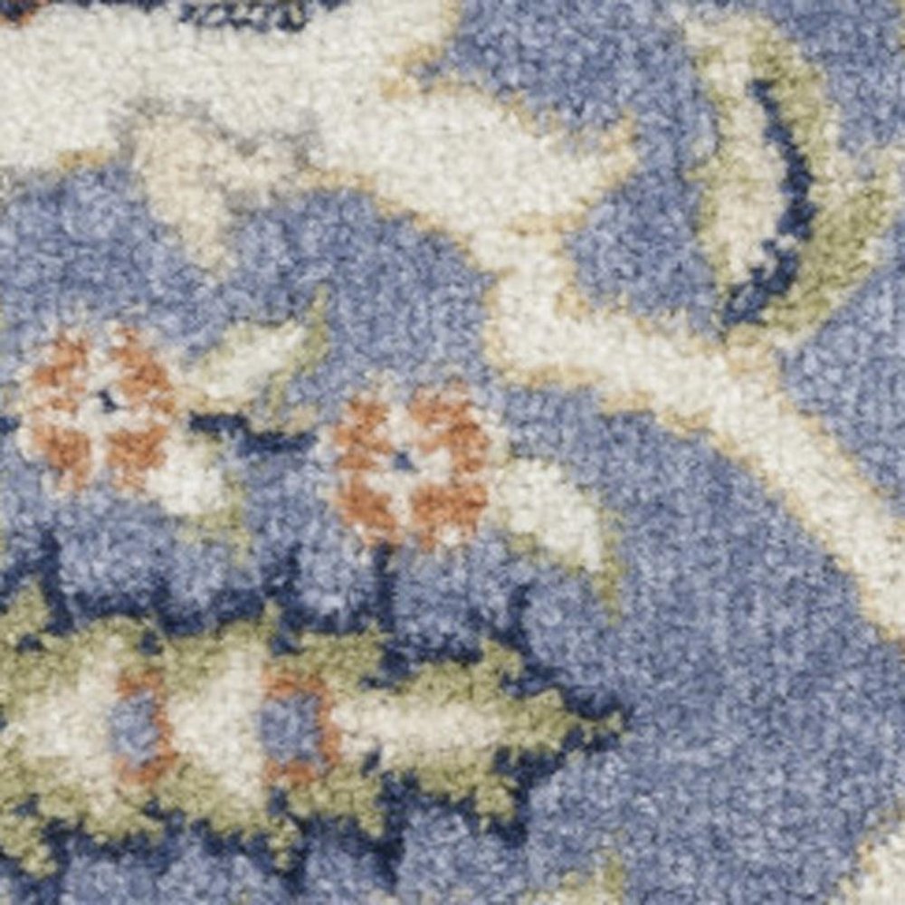 2' X 3' Blue Floral Power Loom Area Rug