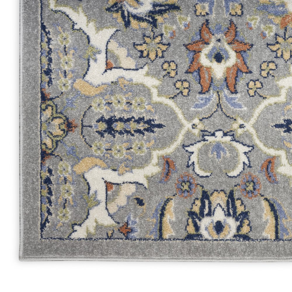 2' X 3' Gray Floral Power Loom Area Rug