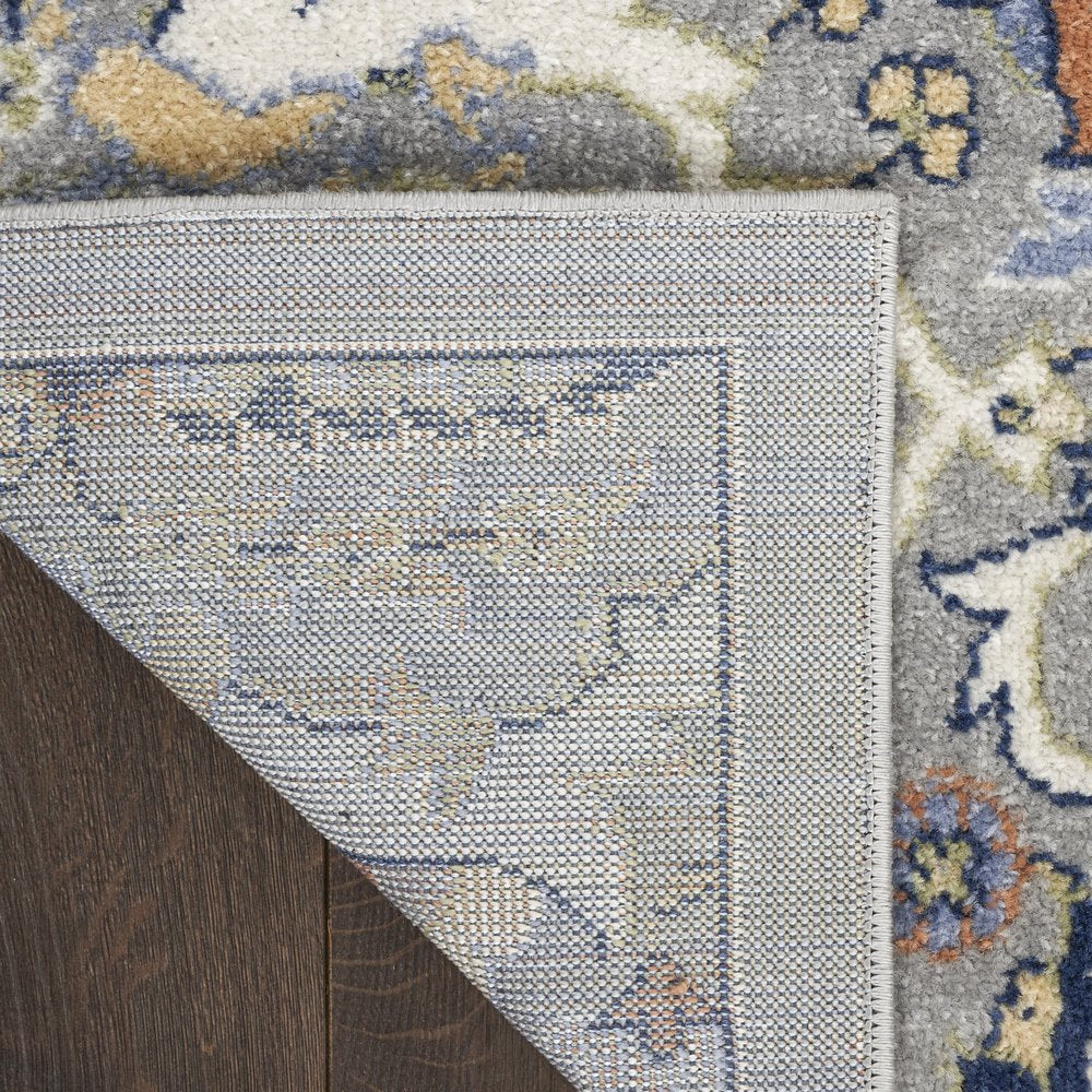 2' X 3' Gray Floral Power Loom Area Rug