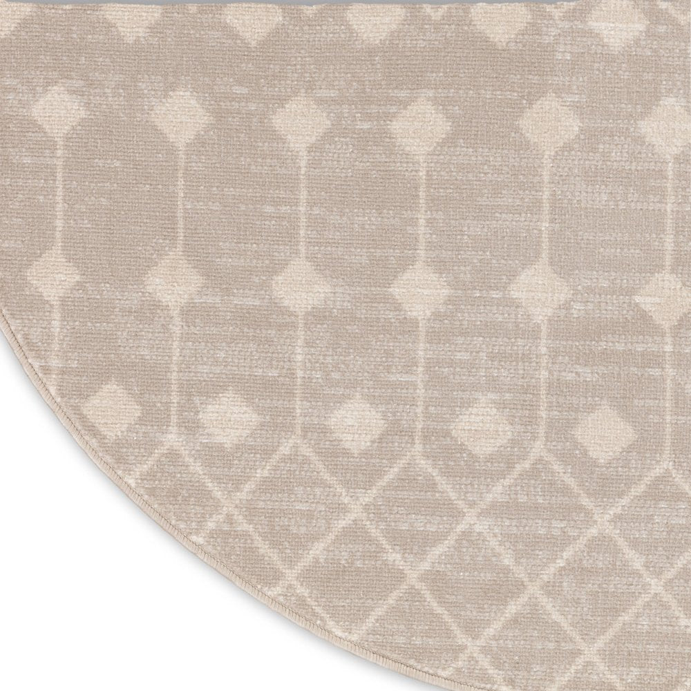 5' Beige Geometric Power Loom Round Rug